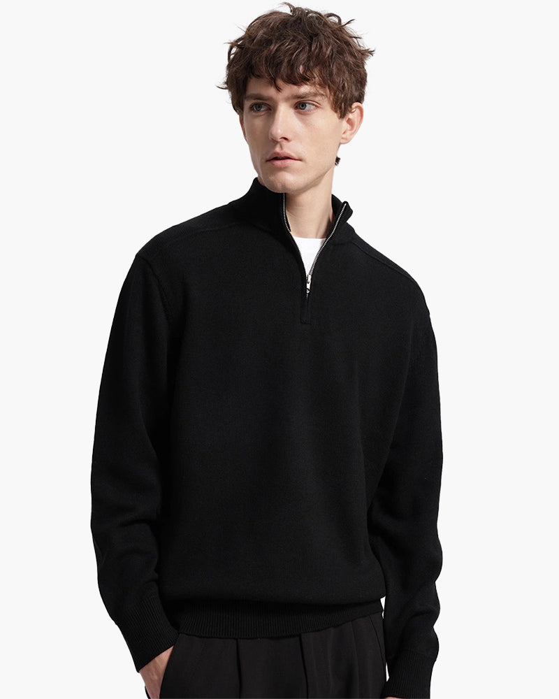 Pull demi-zip en laine mérinos 100 %