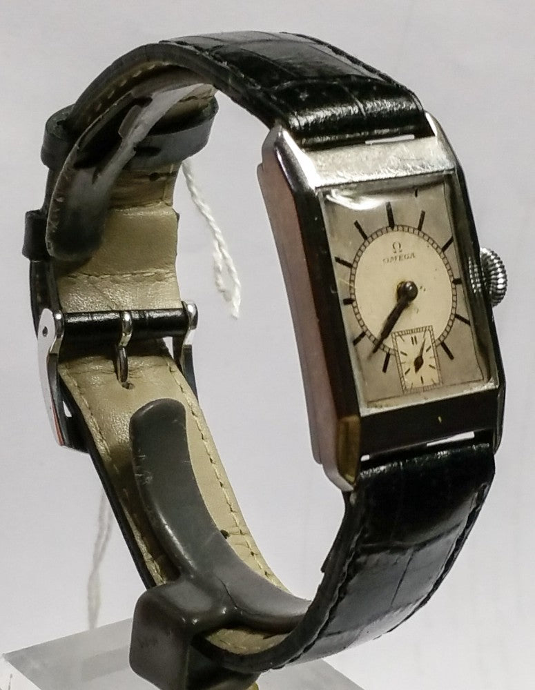 Omega 1934 – cadran bicolore Art déco – acier