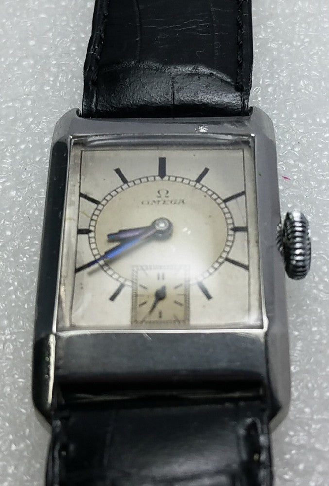 Omega 1934 – cadran bicolore Art déco – acier