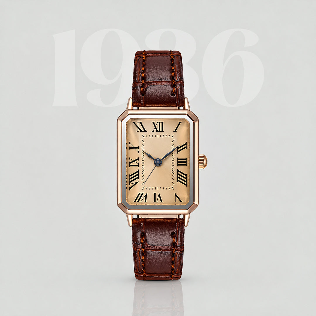 1936 – montre rectangulaire en or jaune