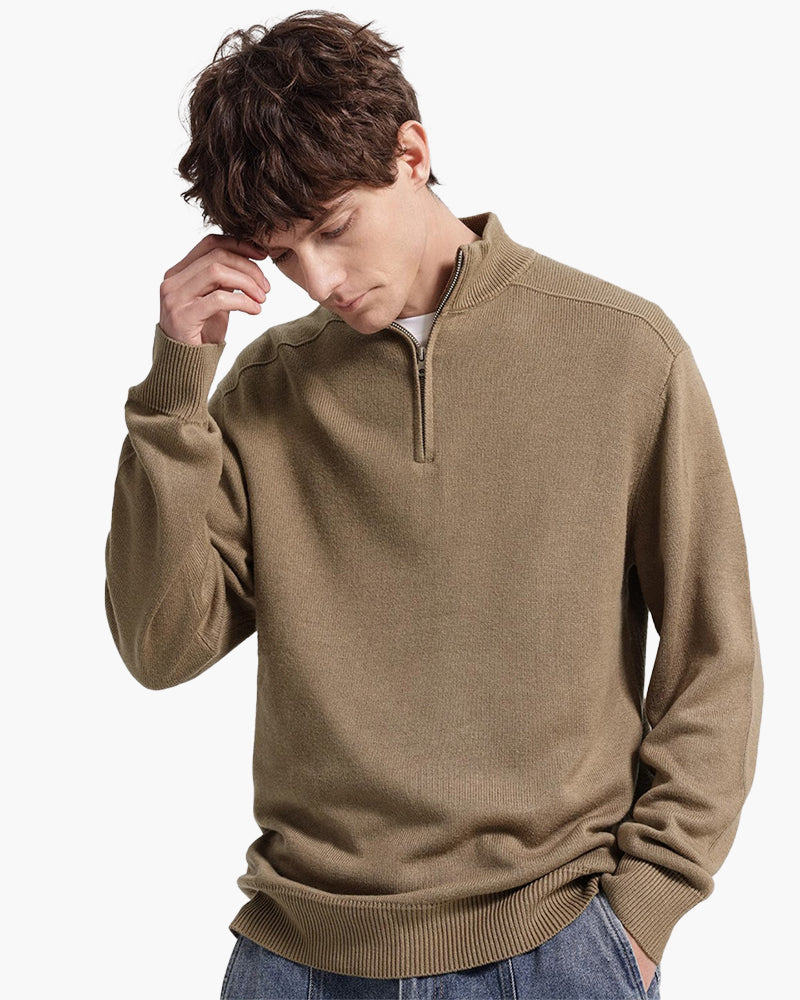 Pull demi-zip en laine mérinos 100 %