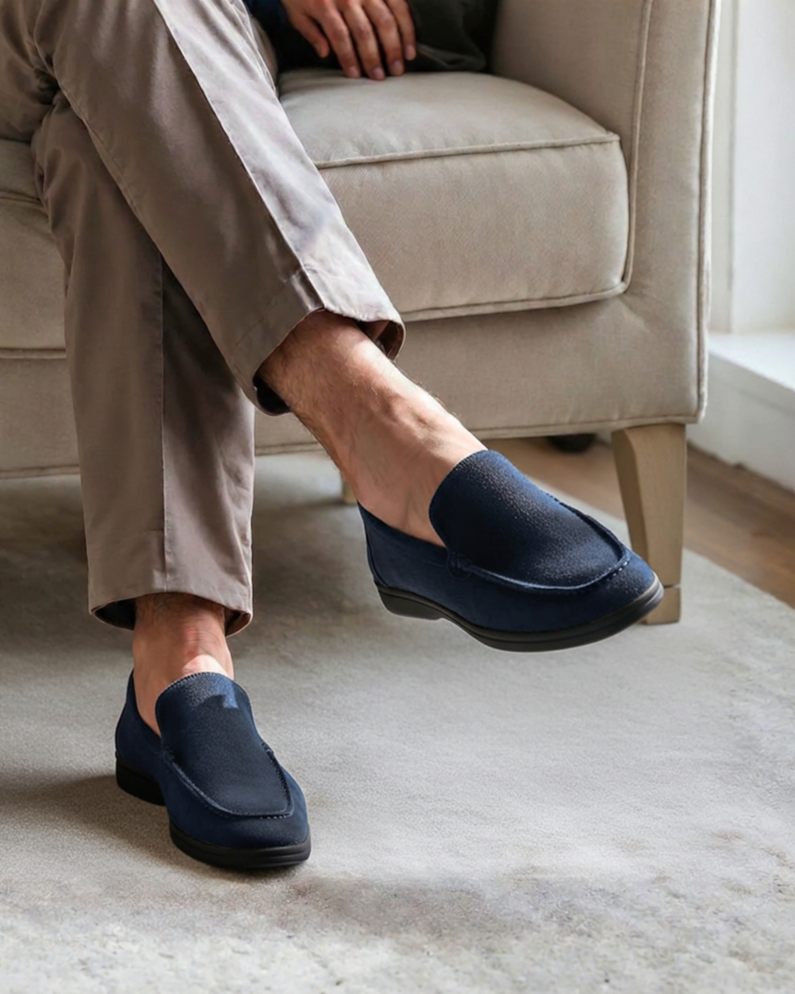 Mocassins en daim à semelle noire