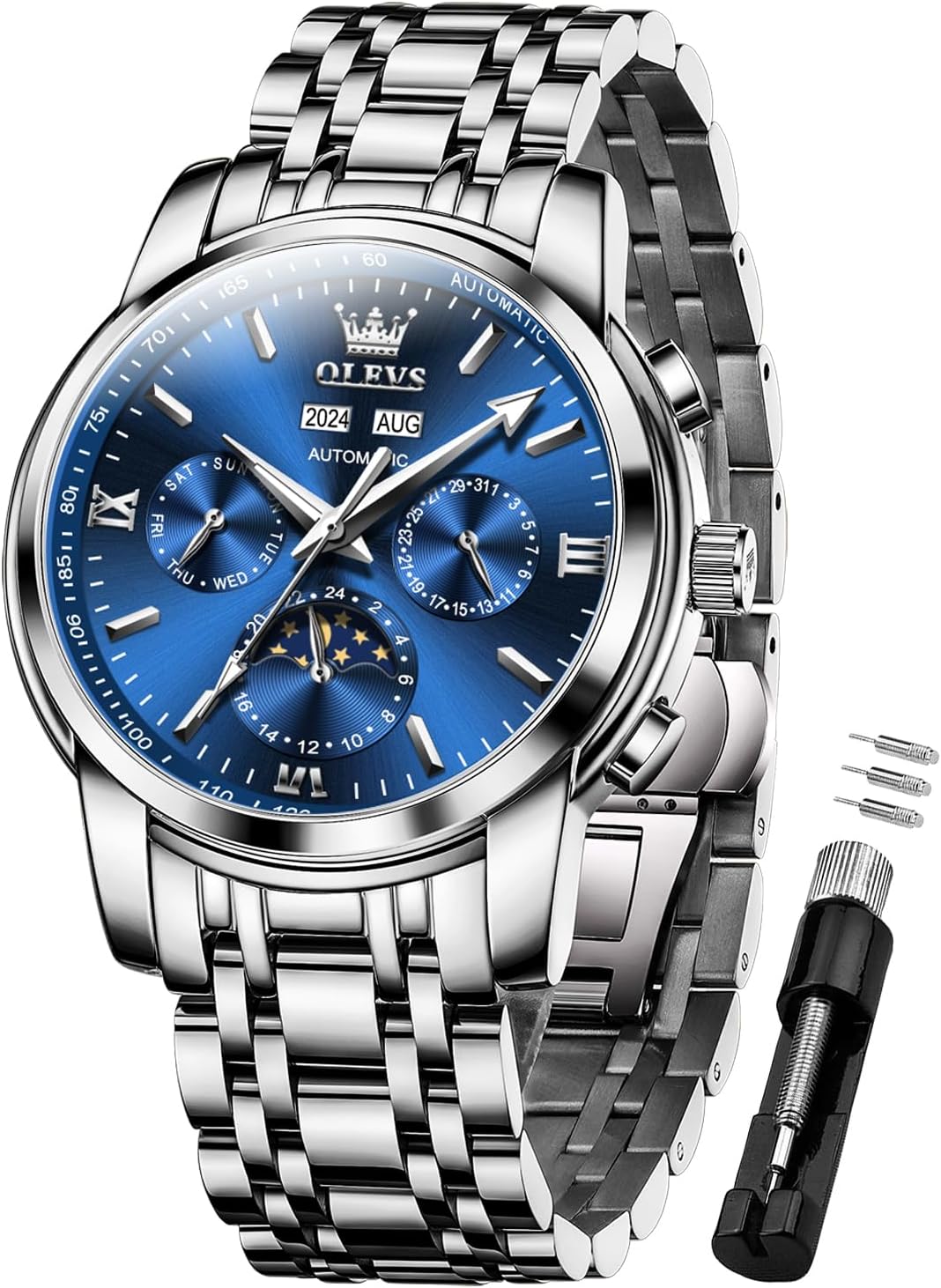OLEVS quartz – cadran bleu, noir ou blanc – montre homme
