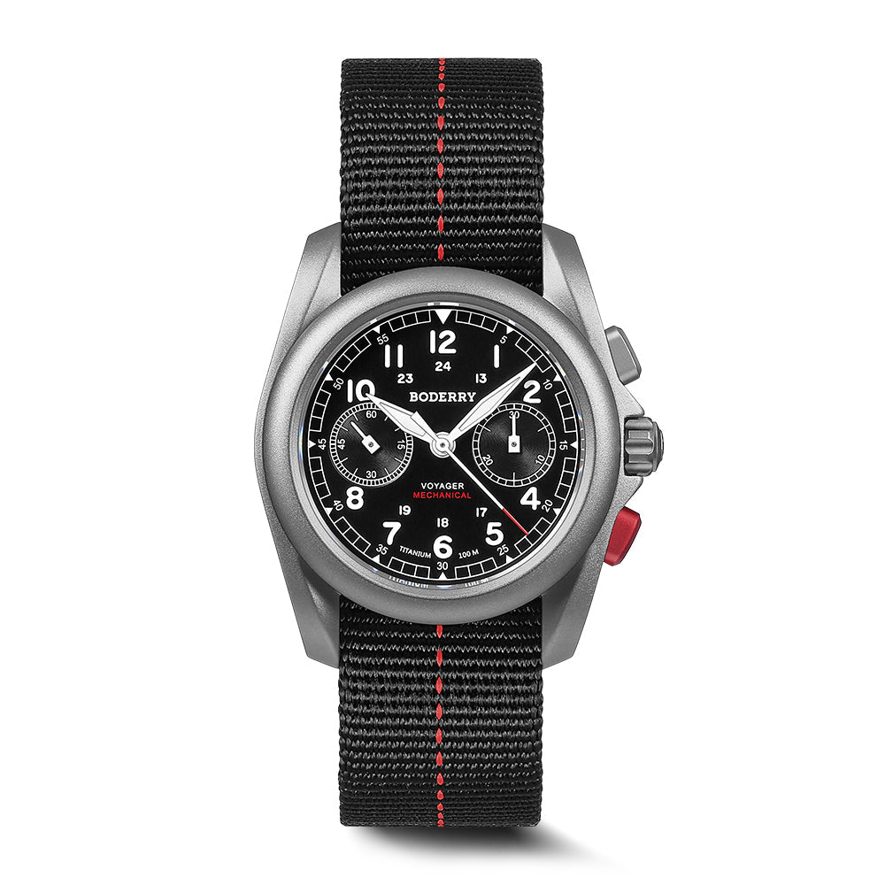 VOYAGER Chronographe mécanique en titane – 40 mm – étanche 100 m