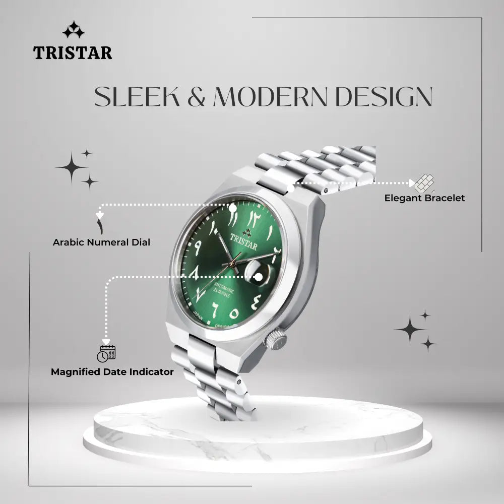 Tristar automatique 40 mm – cadran vert – montre homme