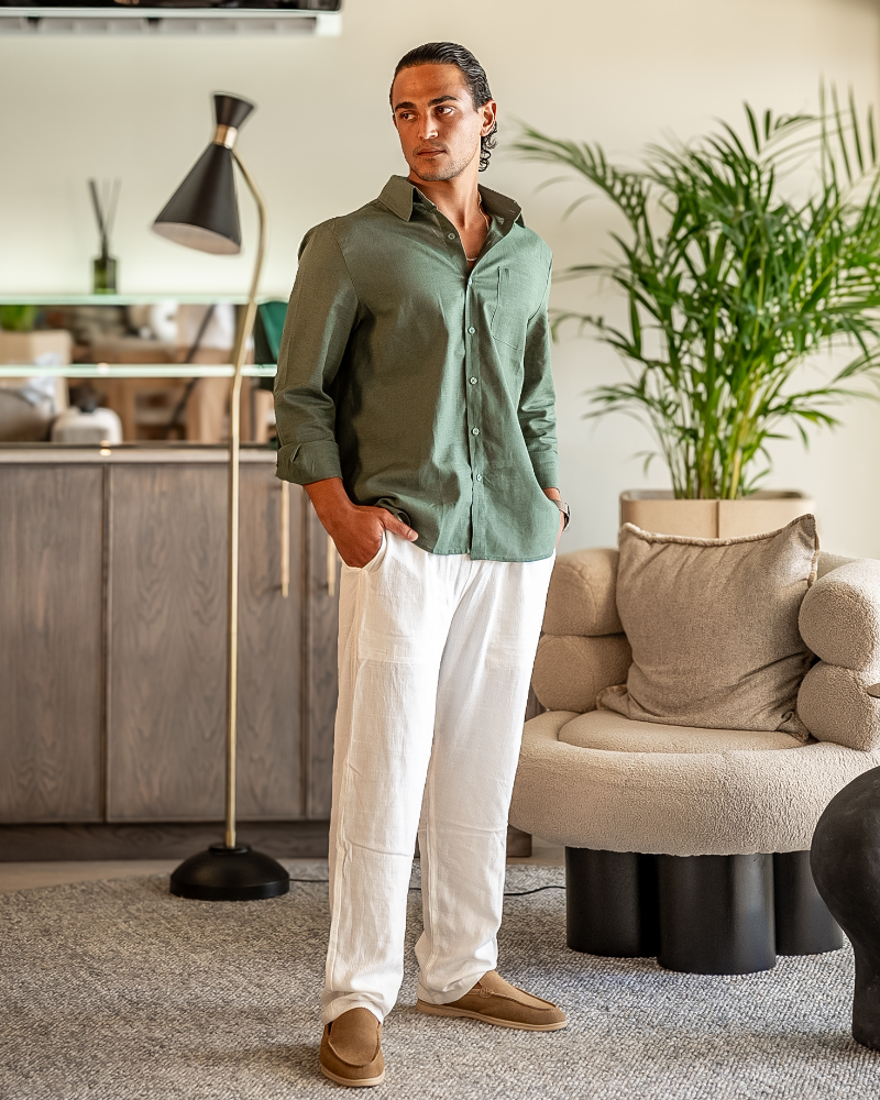 Ensemble en lin Seine Sélect (chemise manches longues + pantalon)