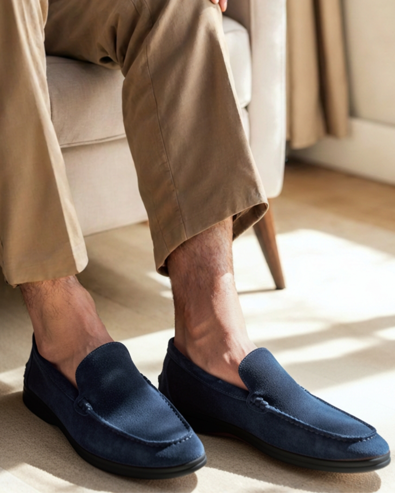 Mocassins en daim à semelle noire