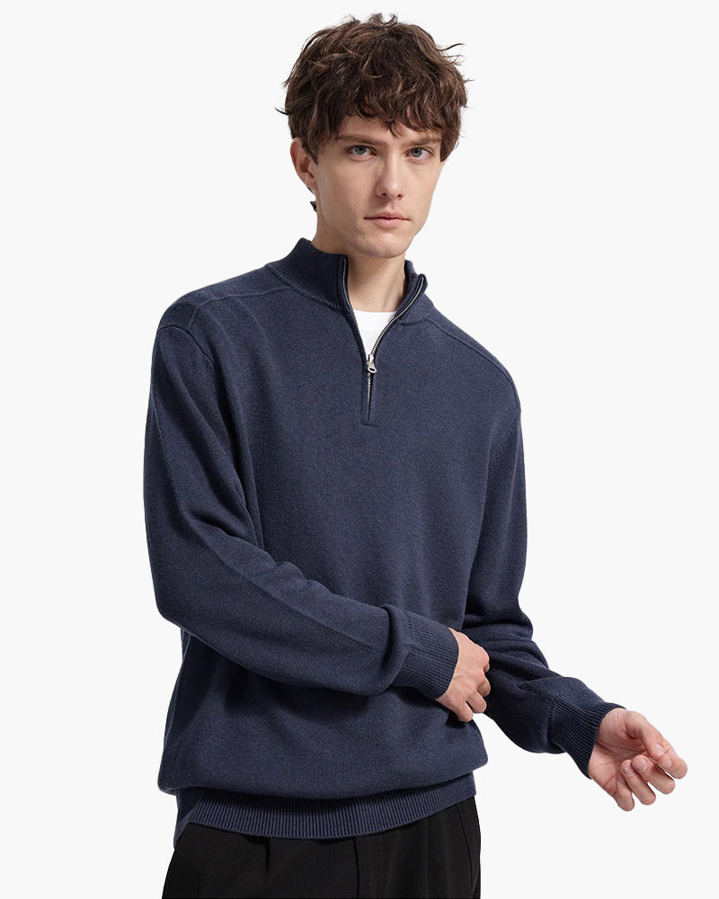Pull demi-zip en laine mérinos 100 %