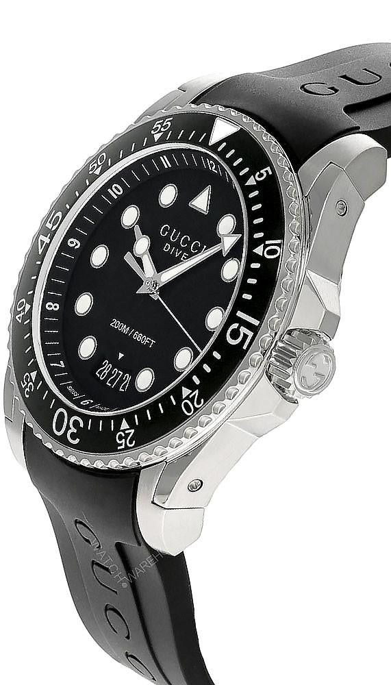 GUCCI Dive quartz 45 mm – bracelet caoutchouc noir – montre homme