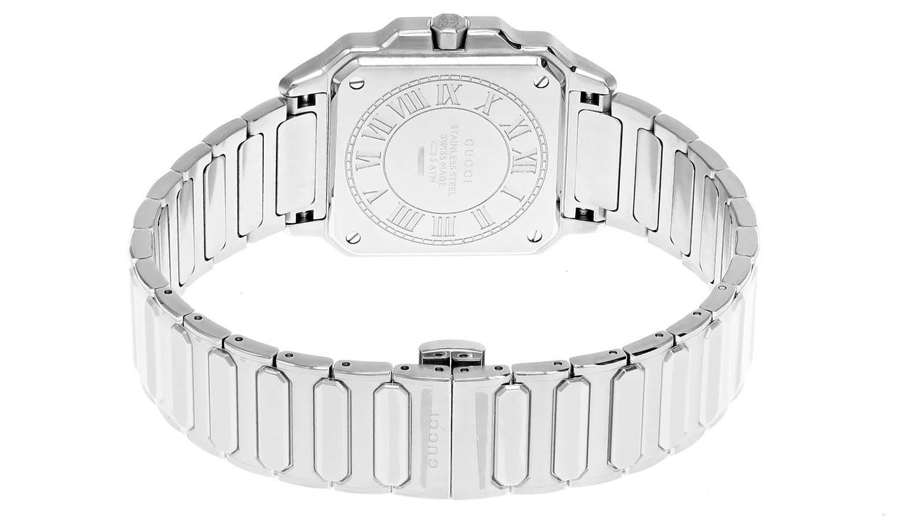 GUCCI G-Flat quartz 30 mm – cadran argenté – montre femme