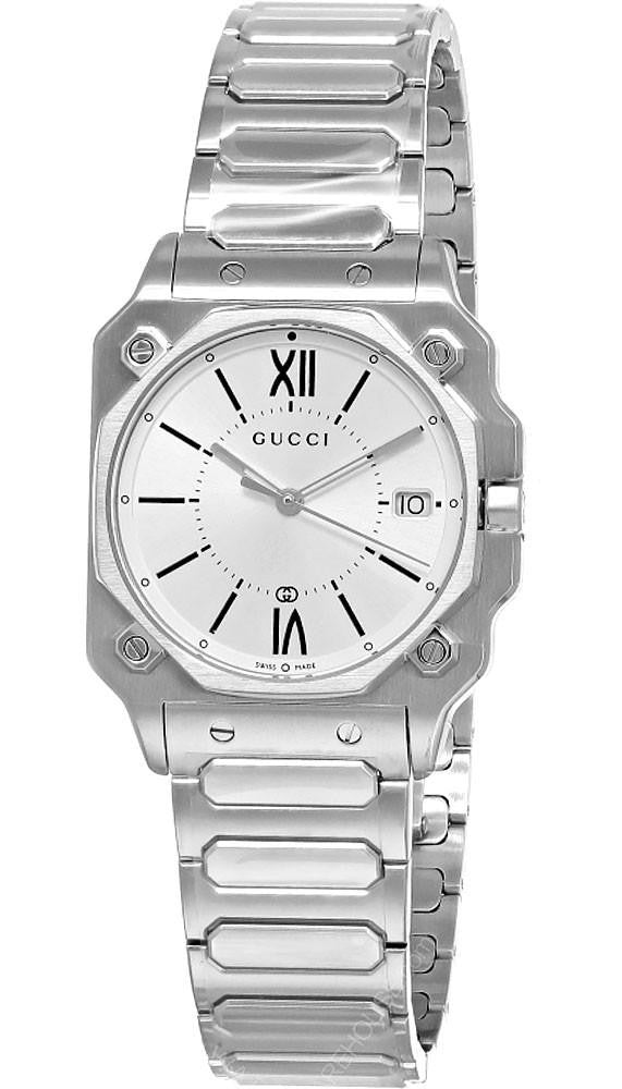 GUCCI G-Flat quartz 30 mm – cadran argenté – montre femme