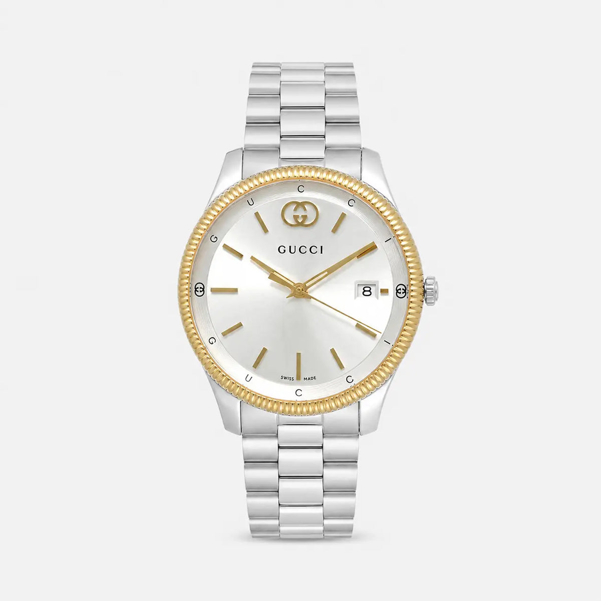 GUCCI G-Timeless quartz 38 mm – lunette or jaune – montre homme