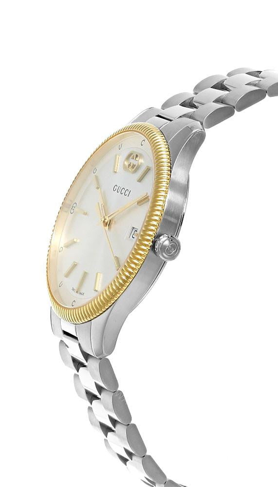 GUCCI G-Timeless quartz 38 mm – lunette or jaune – montre homme