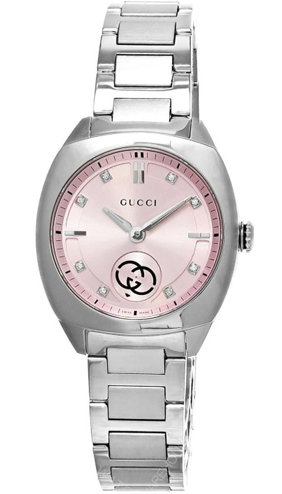 GUCCI G-Timeless quartz 29 mm – cadran rose serti de diamants – montre femme