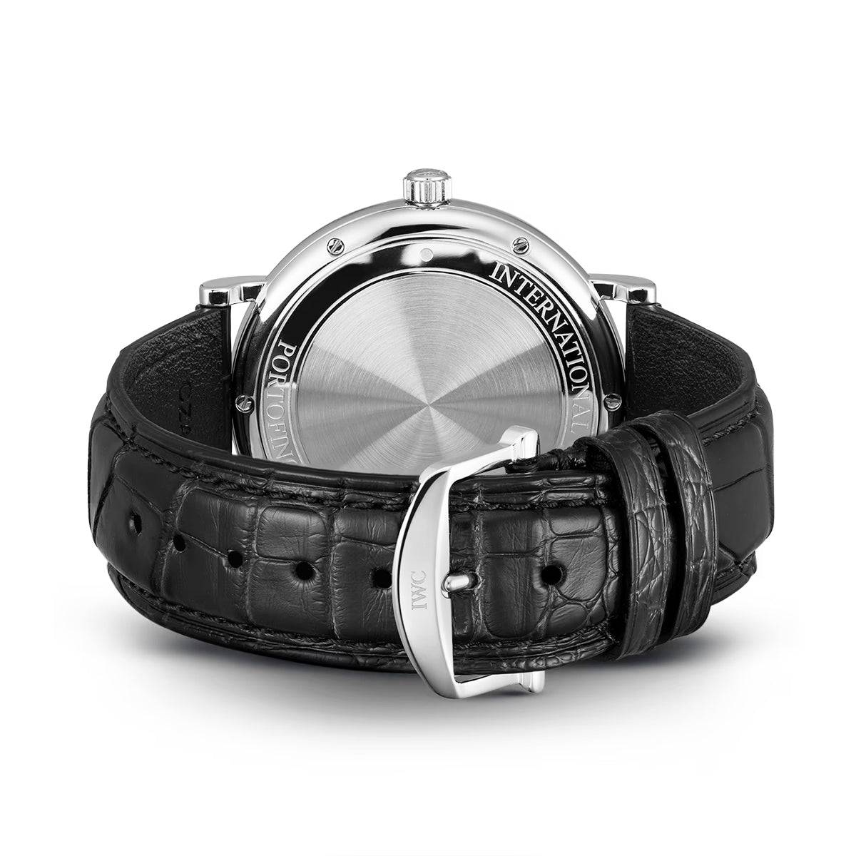 IWC Portofino IW356523 automatique 40 mm – cadran bleu, détails or rose – bracelet cuir