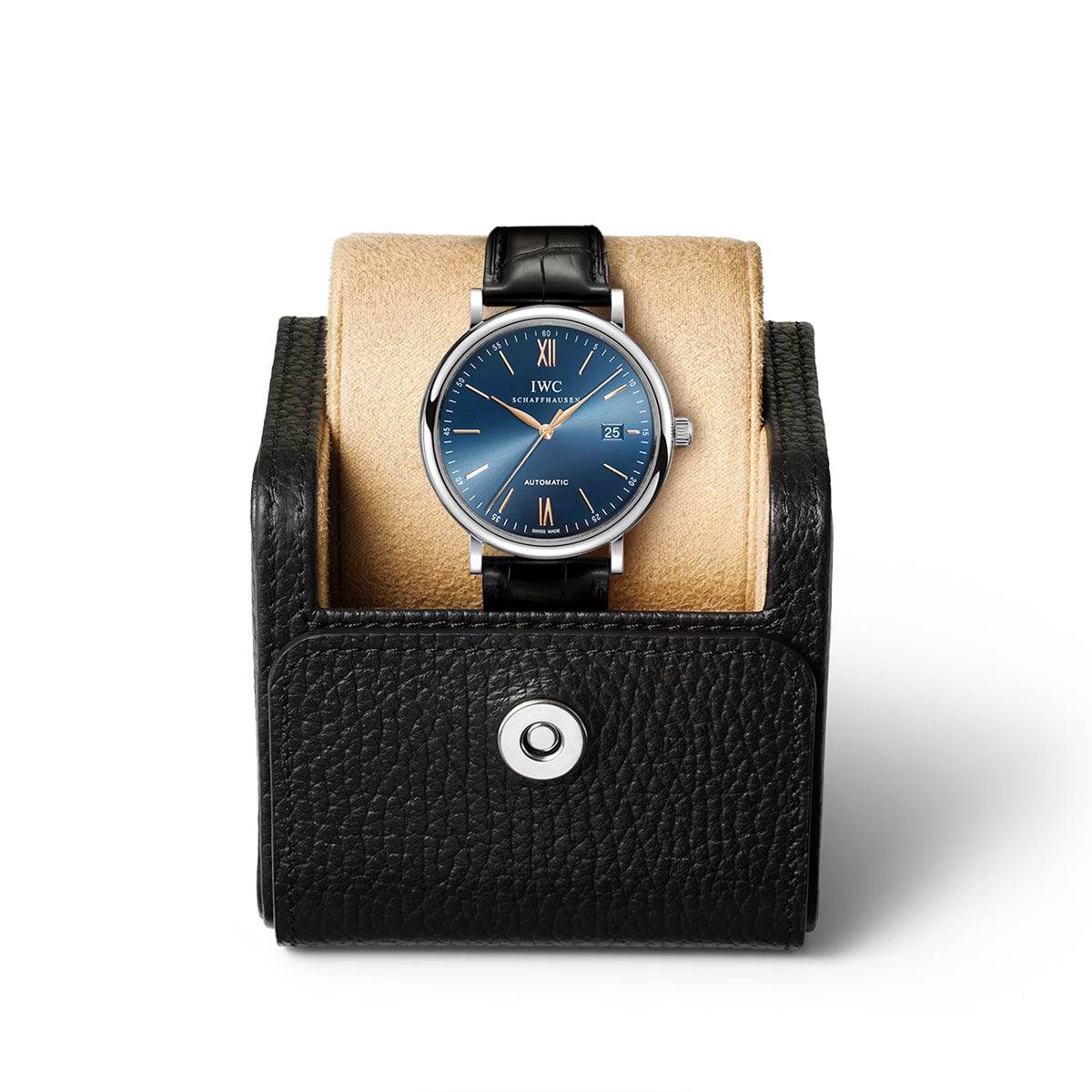 IWC Portofino IW356523 automatique 40 mm – cadran bleu, détails or rose – bracelet cuir