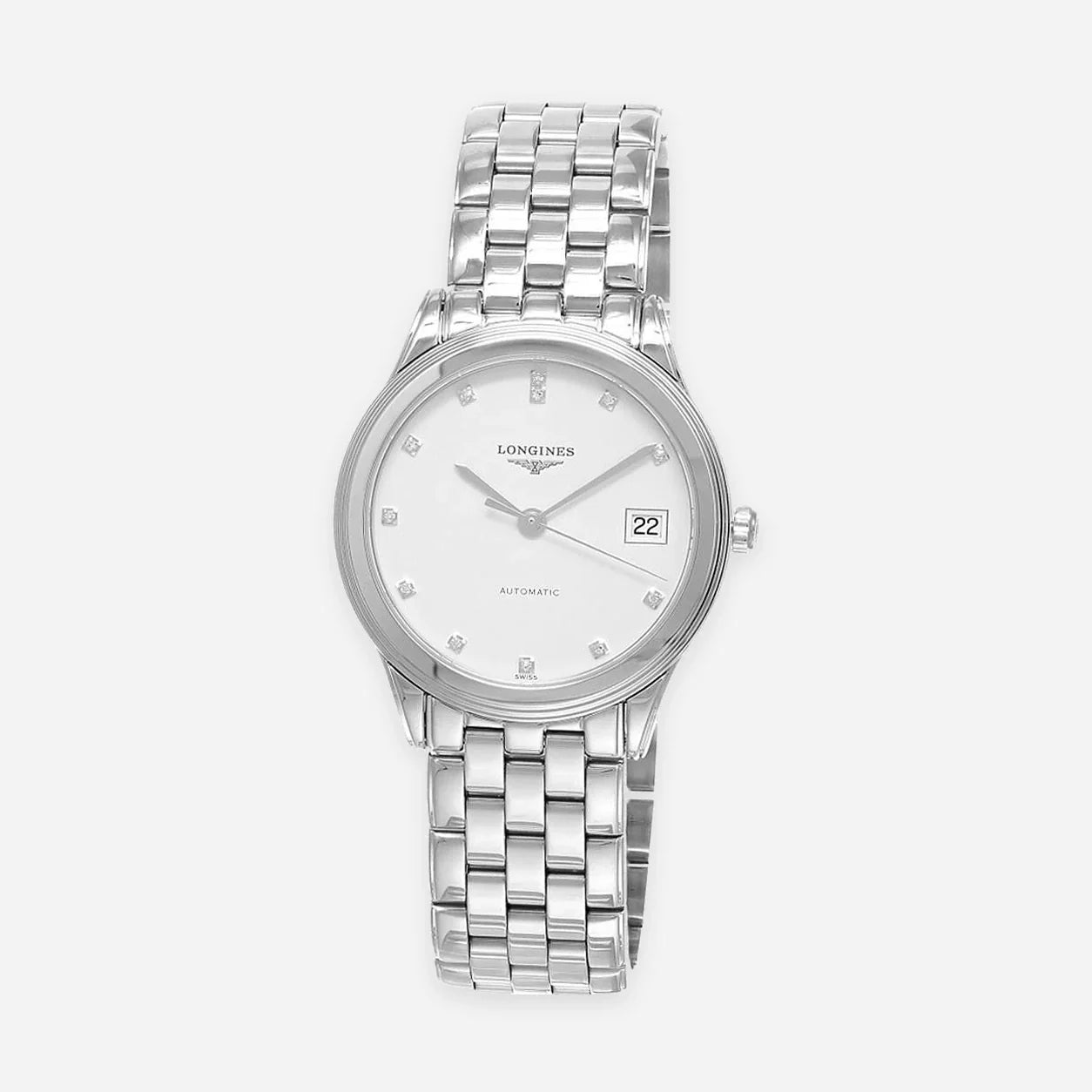 LONGINES Flagship automatique 35 mm – cadran blanc serti de diamants – montre femme