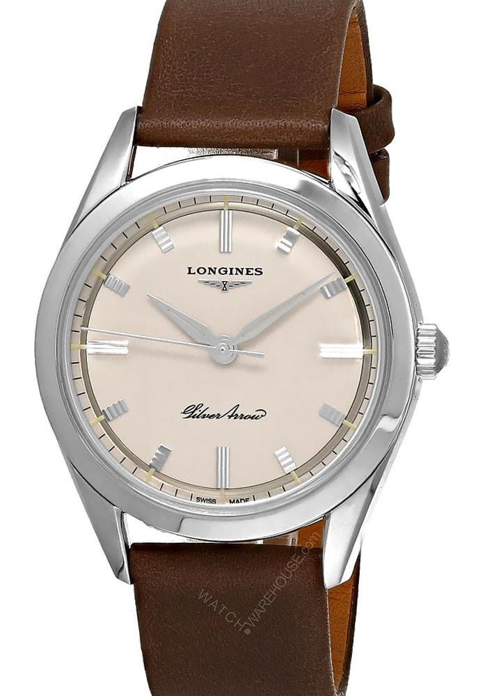 LONGINES Silver Arrow automatique 38,5 mm – bracelet cuir – montre homme