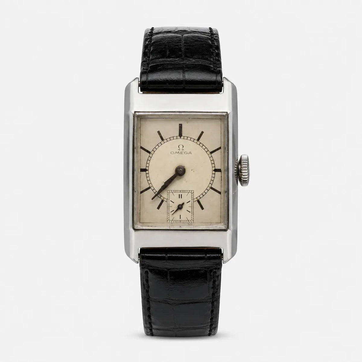 Omega 1934 – cadran bicolore Art déco – acier