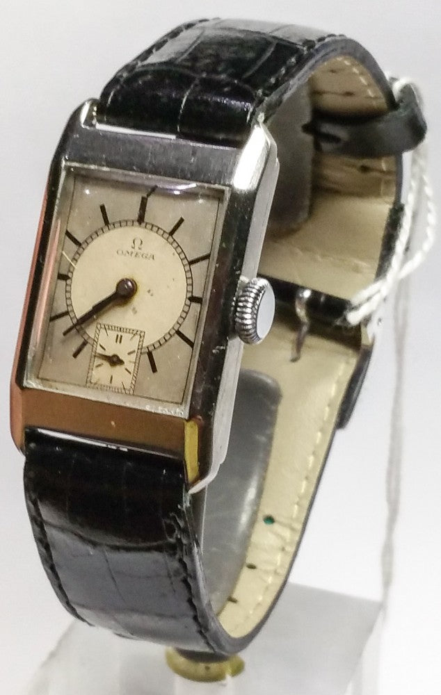Omega 1934 – cadran bicolore Art déco – acier
