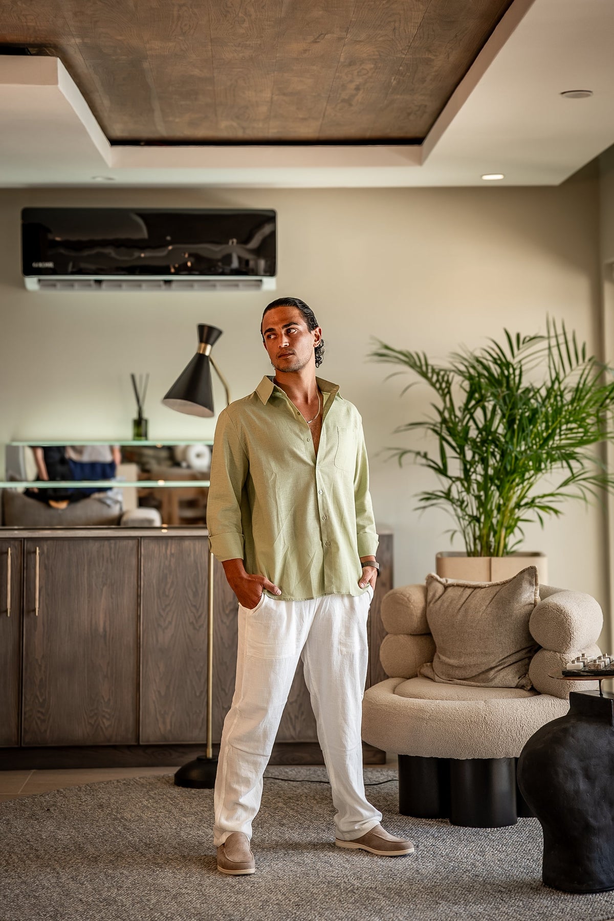 Ensemble en lin Seine Sélect (chemise manches longues + pantalon)