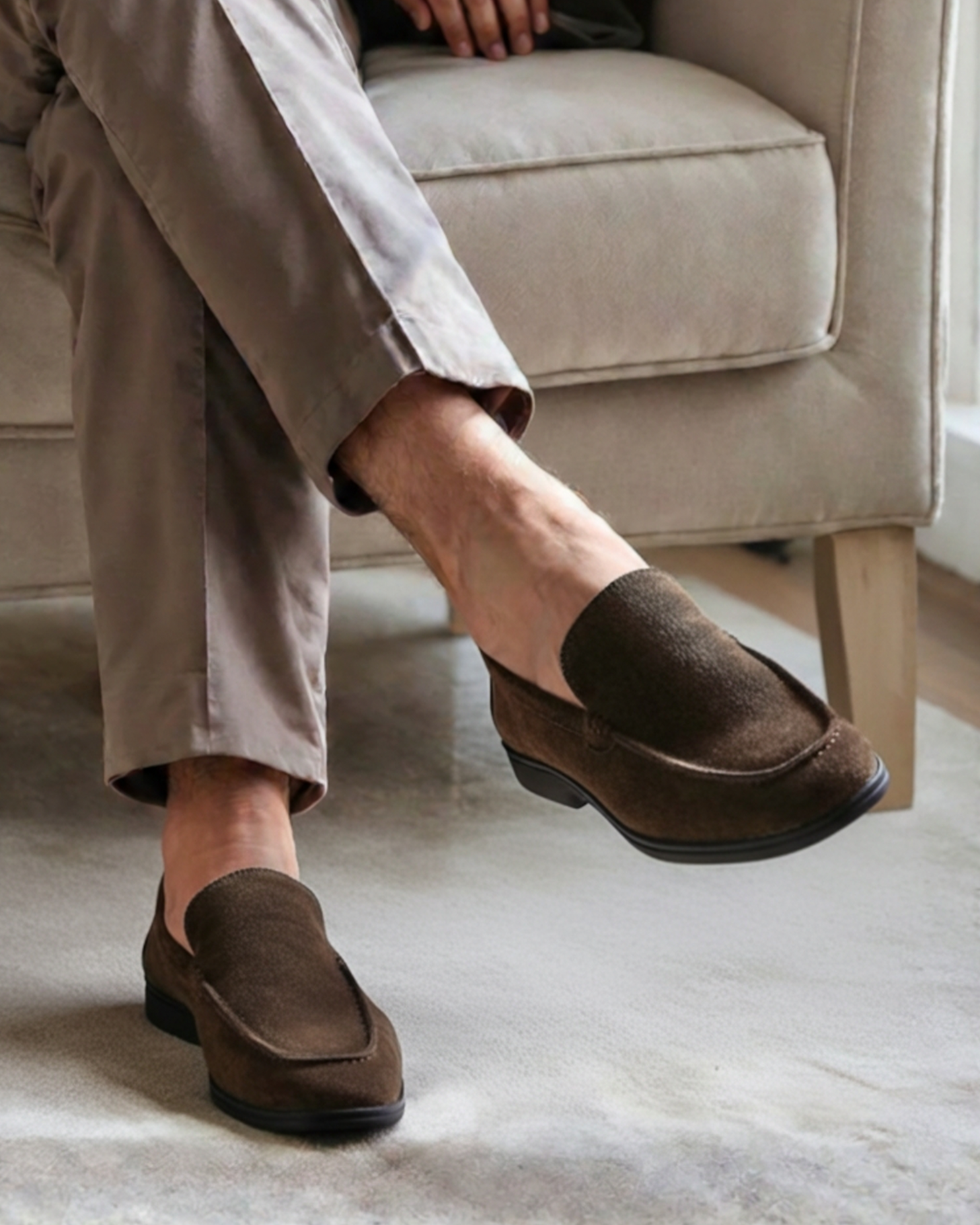 Mocassins en daim à semelle noire
