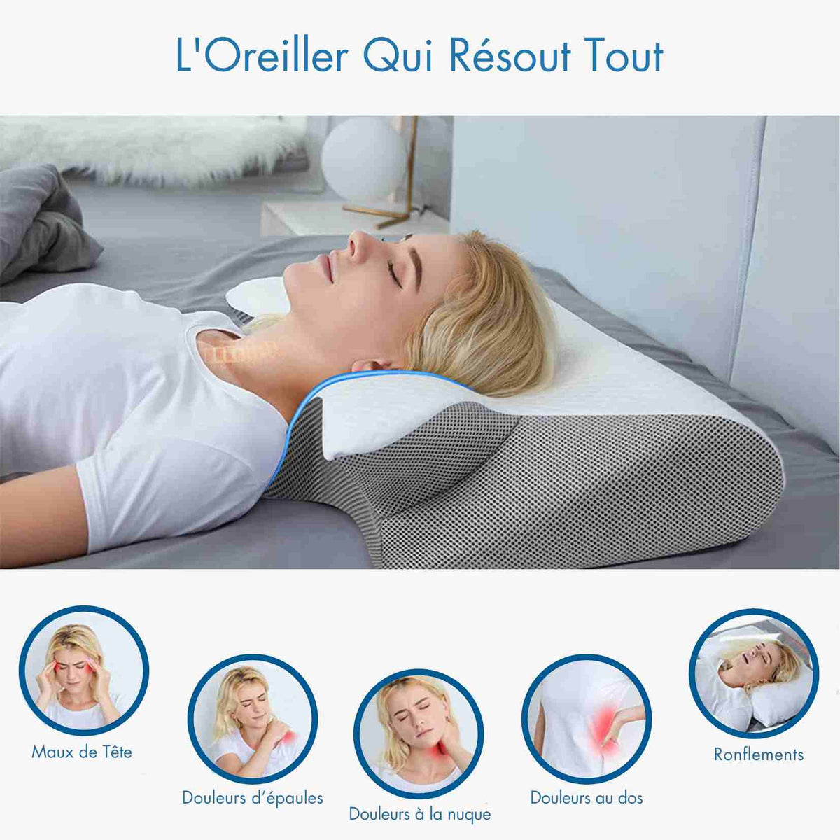 Oreiller Luxe Relax 2.0 – Confort Ultime pour un Sommeil Réparateur