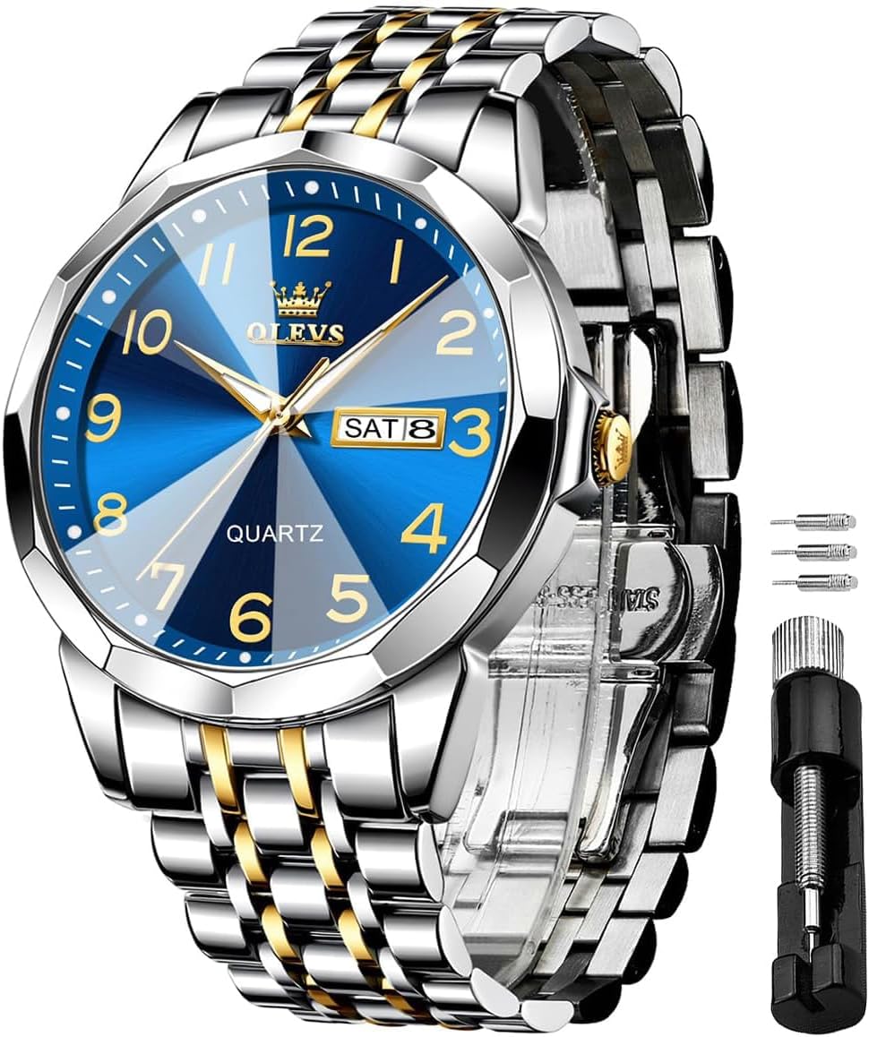 OLEVS quartz – cadran bleu, noir ou blanc – montre homme