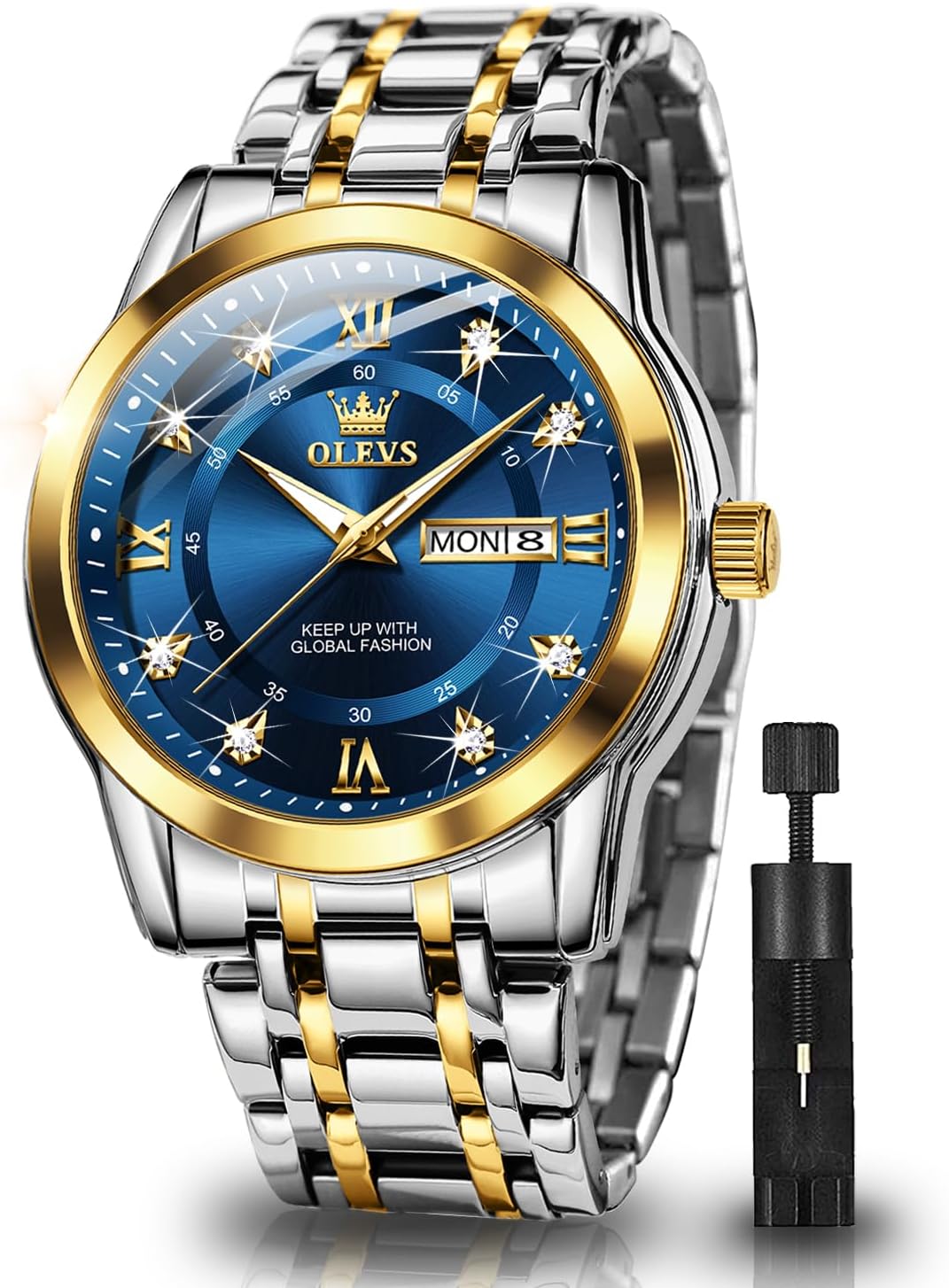 OLEVS quartz – cadran bleu, noir ou blanc – montre homme