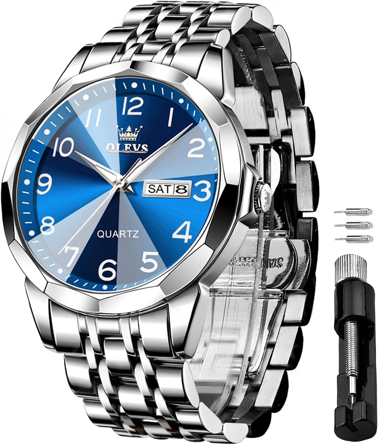 OLEVS quartz – cadran bleu, noir ou blanc – montre homme