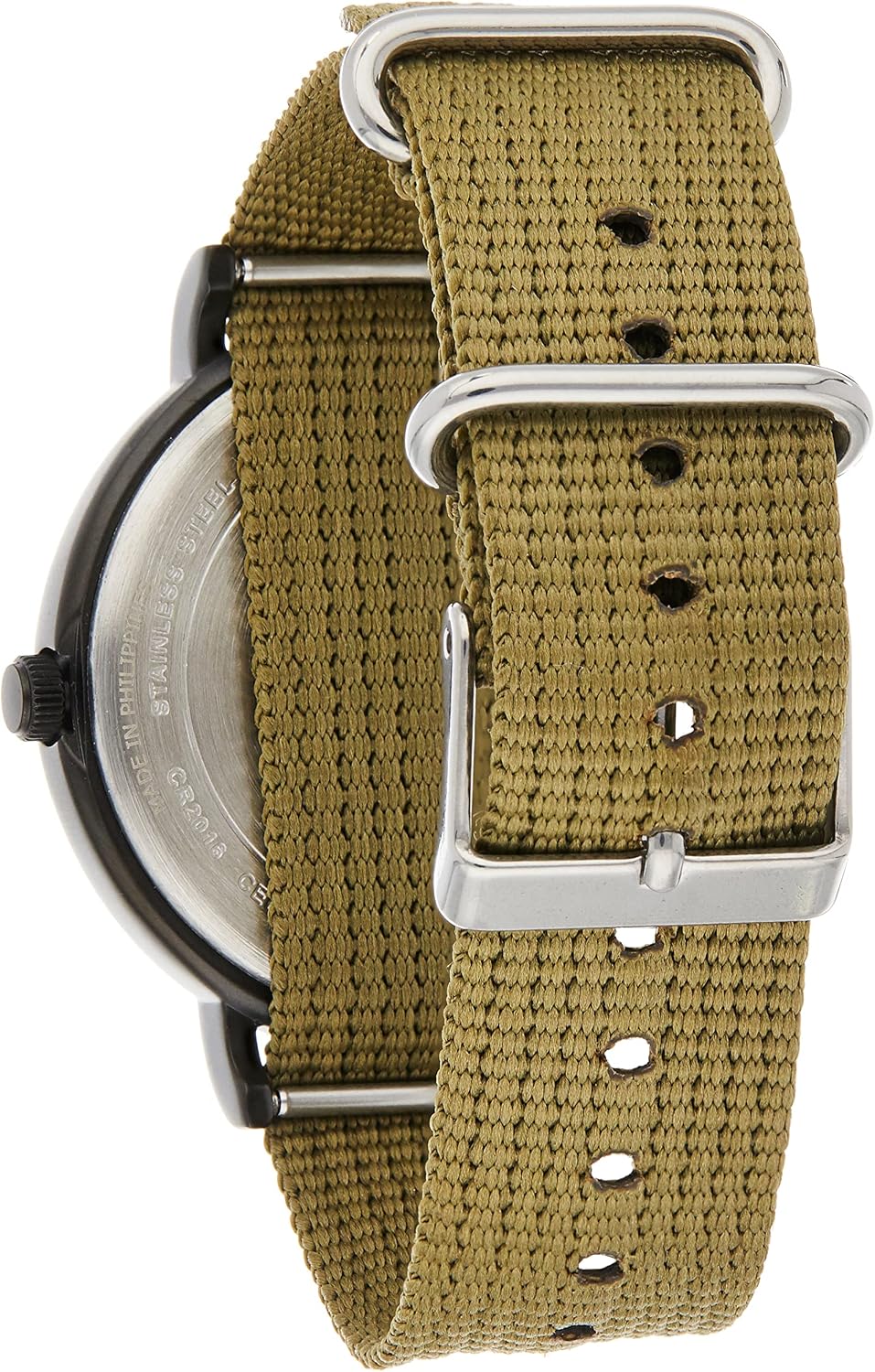 Timex Weekender XL 43 mm – boîtier noir, bracelet textile olive