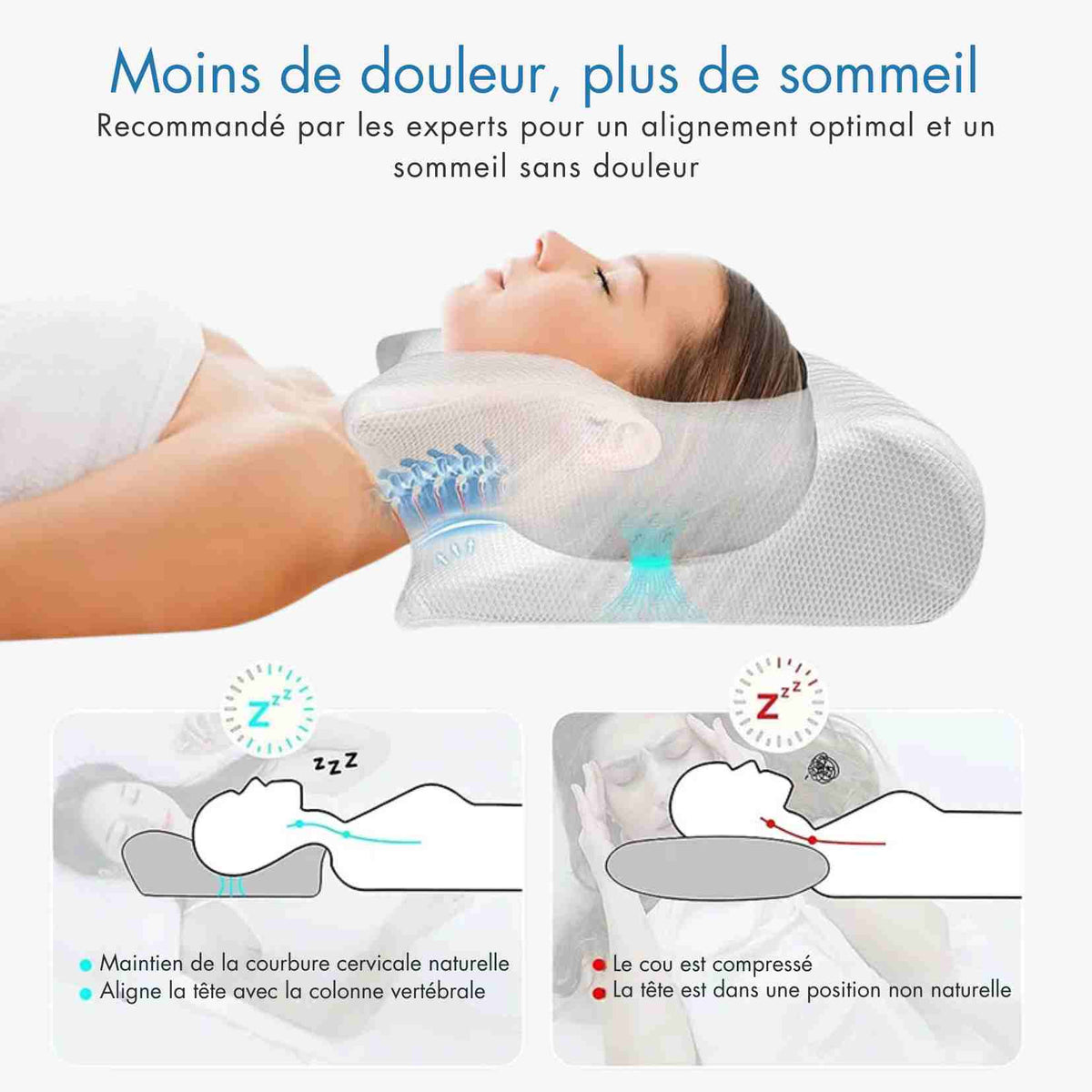 Oreiller Luxe Relax 2.0 – Confort Ultime pour un Sommeil Réparateur