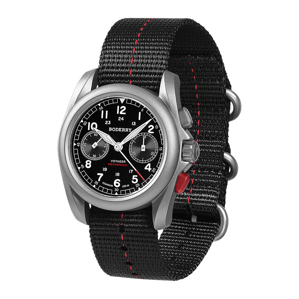 VOYAGER Chronographe mécanique en titane – 40 mm – étanche 100 m