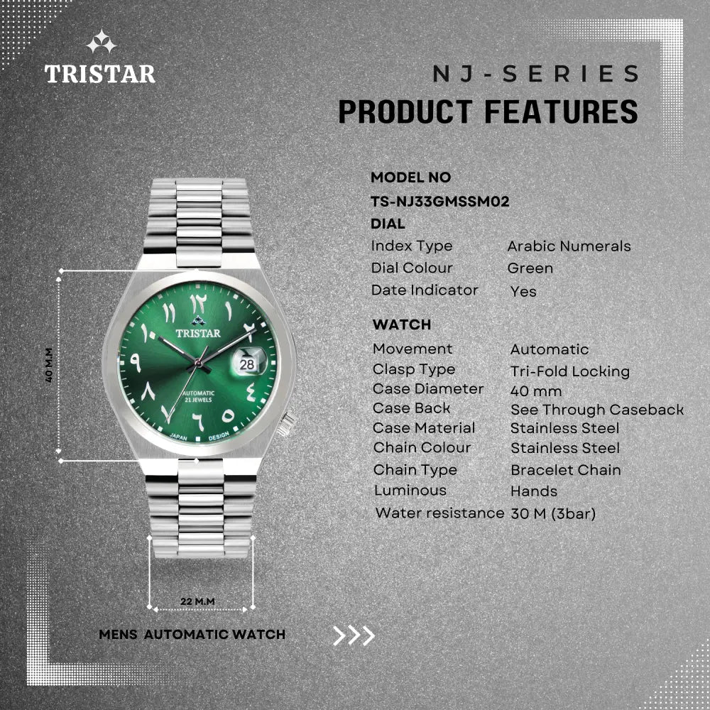 Tristar automatique 40 mm – cadran vert – montre homme
