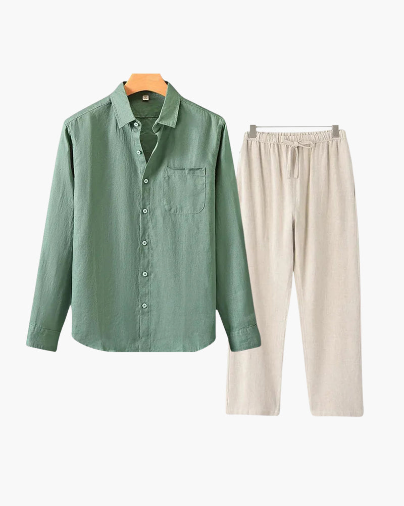 Ensemble en lin Seine Sélect (chemise manches longues + pantalon)
