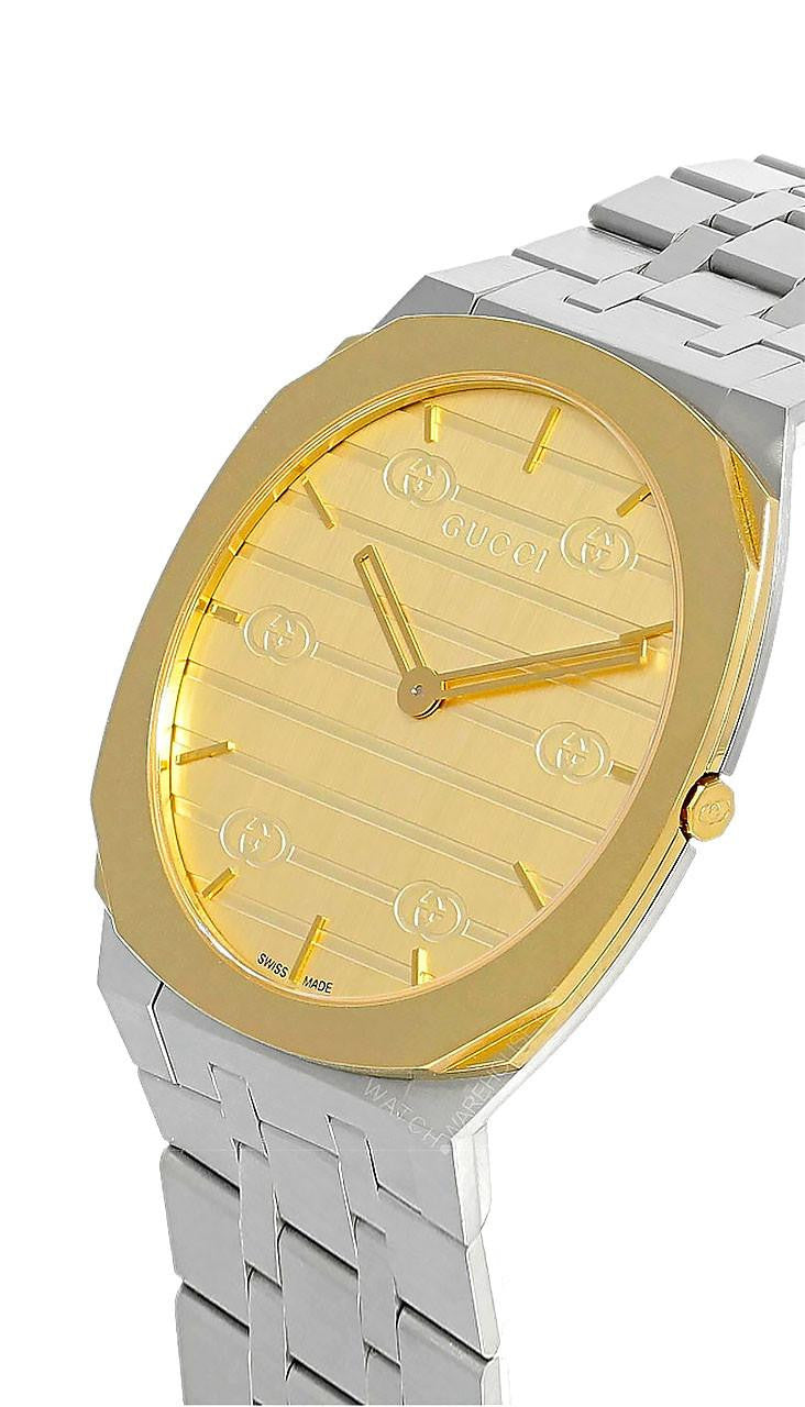 GUCCI 25H quartz 38 mm – cadran doré – montre homme