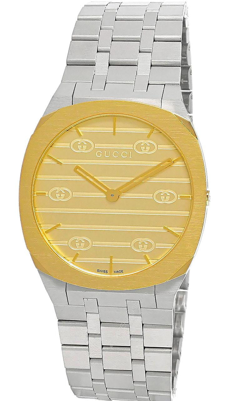 GUCCI 25H quartz 38 mm – cadran doré – montre homme