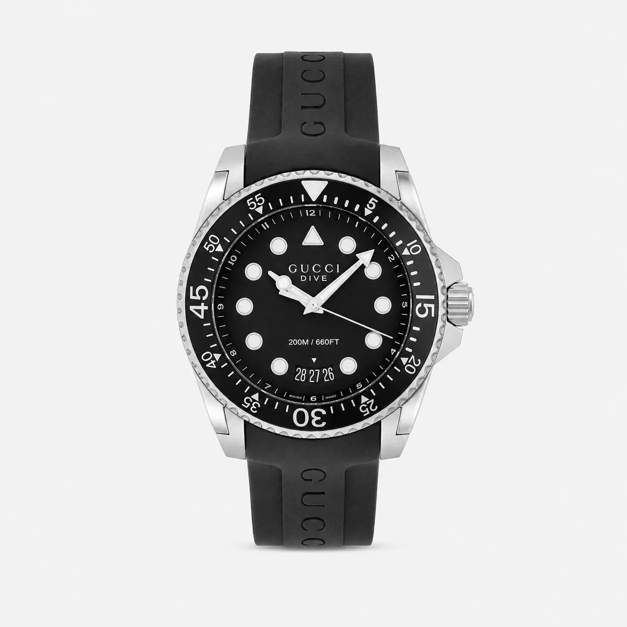 GUCCI Dive quartz 45 mm – bracelet caoutchouc noir – montre homme
