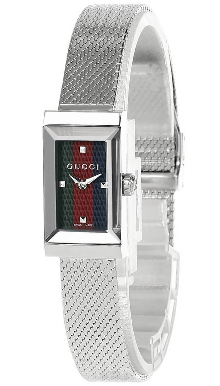 GUCCI G-Frame 14 × 25 mm – cadran vert/rouge/bleu – montre femme