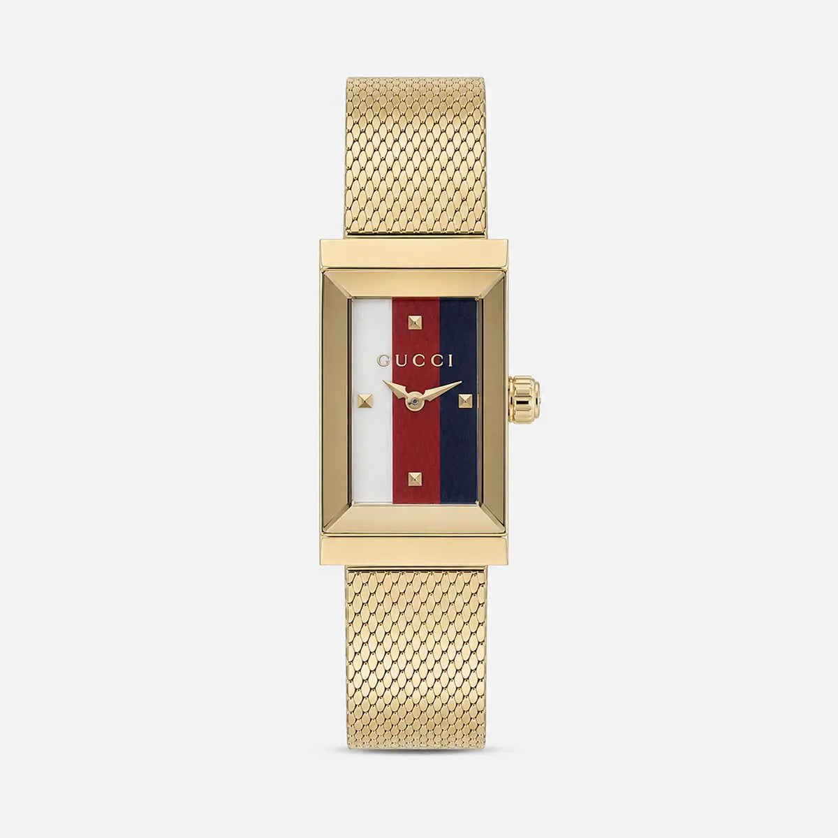 GUCCI G-Frame – bracelet maille PVD doré – blanc, rouge et bleu marine