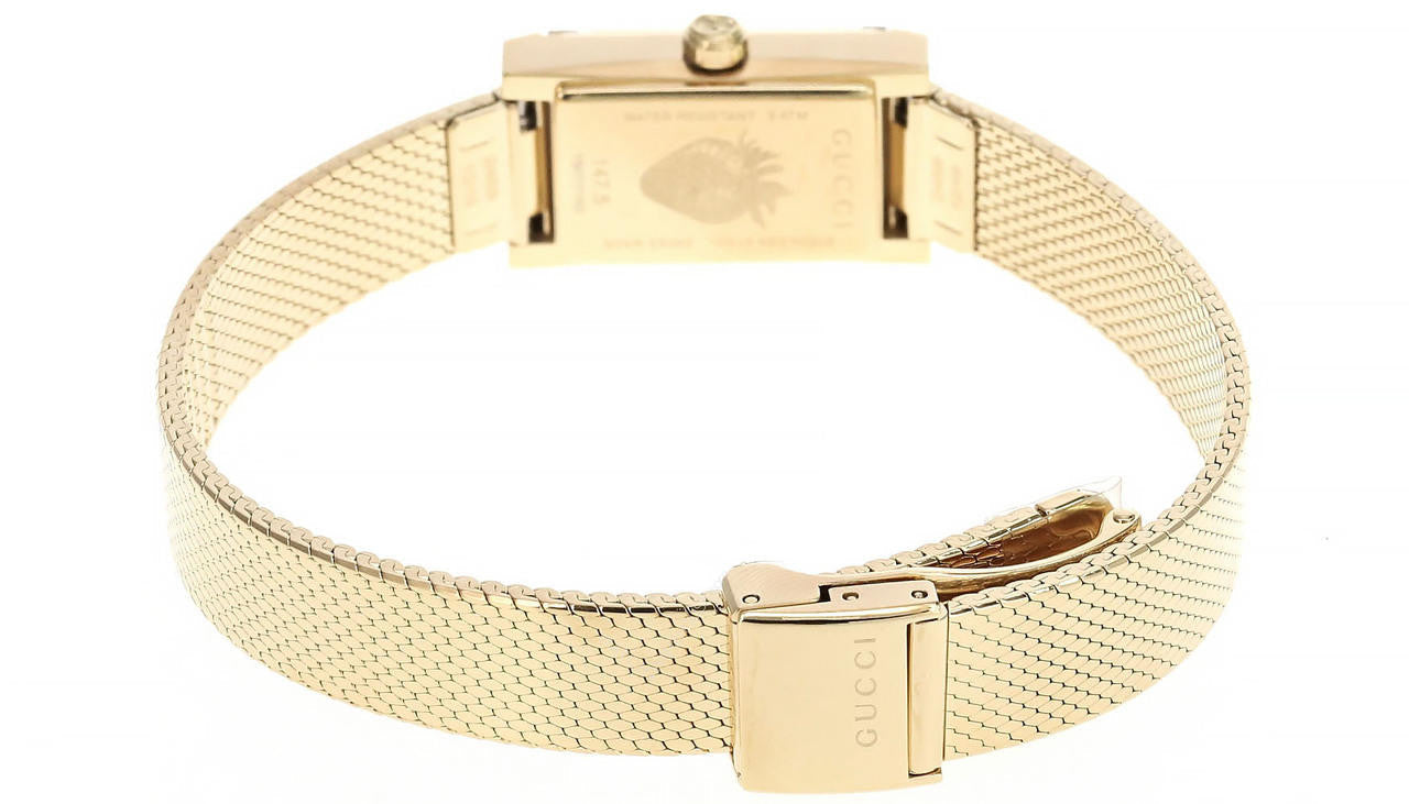 GUCCI G-Frame – bracelet maille PVD doré – blanc, rouge et bleu marine
