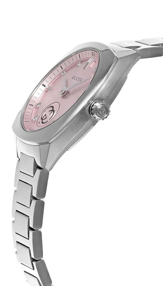 GUCCI G-Timeless quartz 29 mm – cadran rose serti de diamants – montre femme