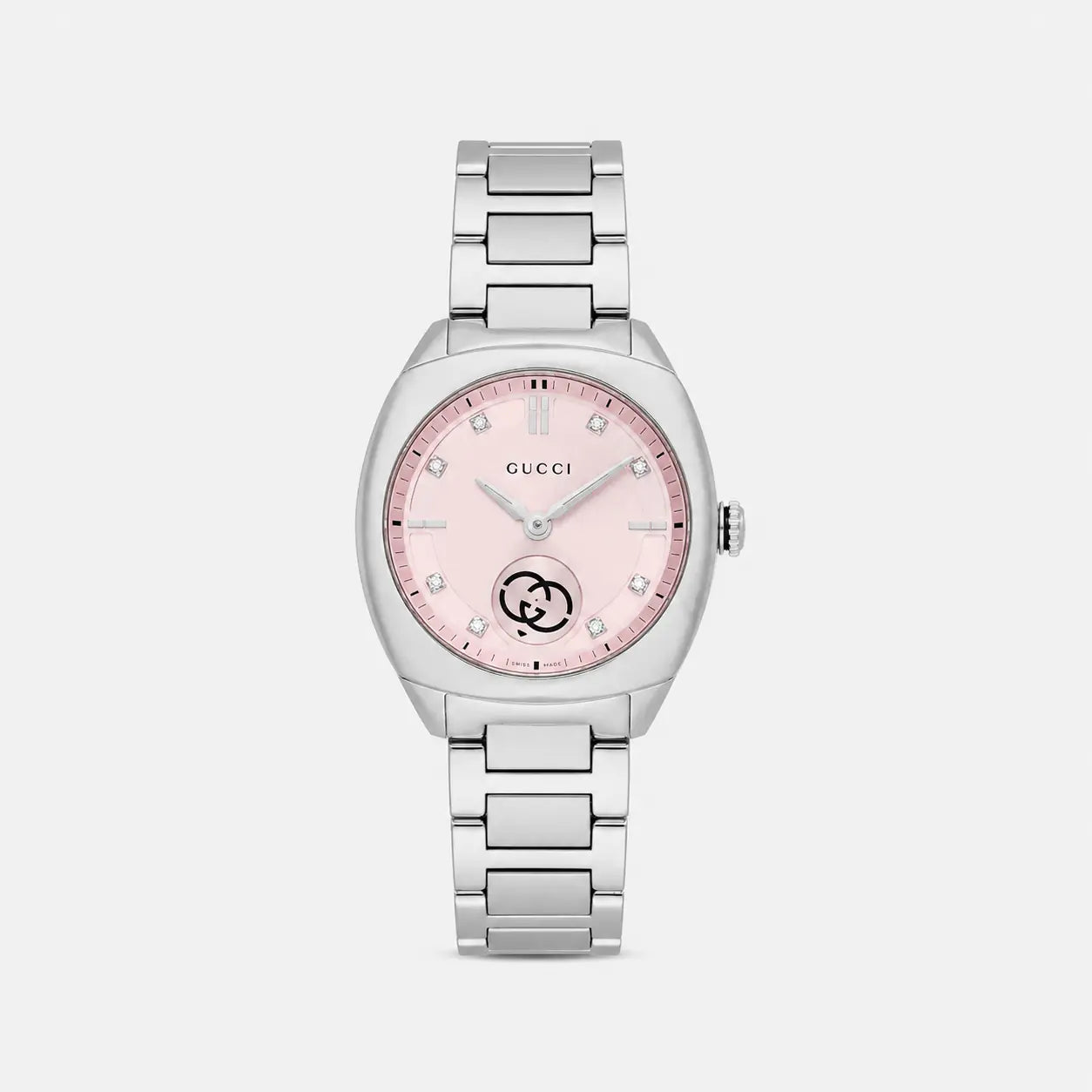 GUCCI G-Timeless quartz 29 mm – cadran rose serti de diamants – montre femme