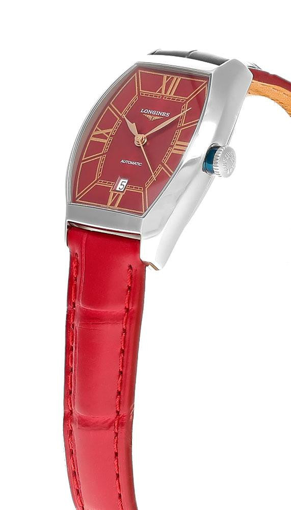 LONGINES Evidenza automatique 30 mm – cadran rouge – montre femme