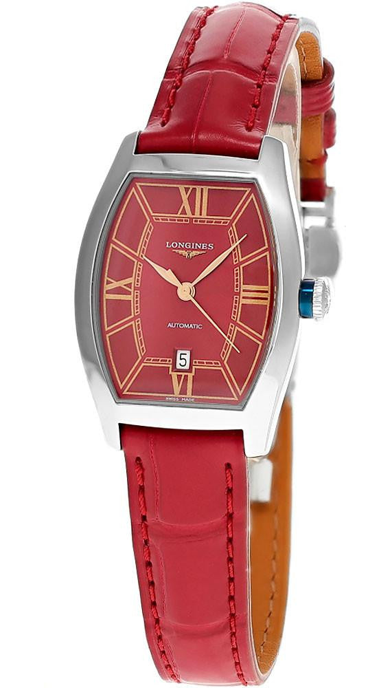 LONGINES Evidenza automatique 30 mm – cadran rouge – montre femme