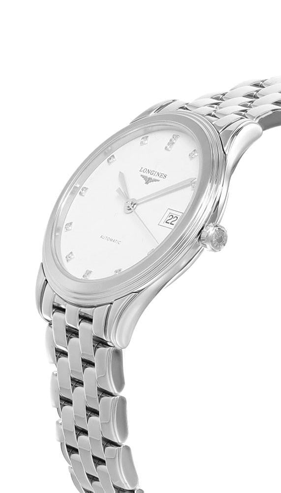 LONGINES Flagship automatique 35 mm – cadran blanc serti de diamants – montre femme