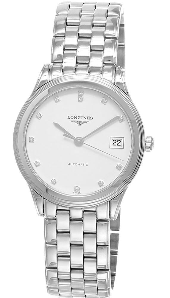 LONGINES Flagship automatique 35 mm – cadran blanc serti de diamants – montre femme