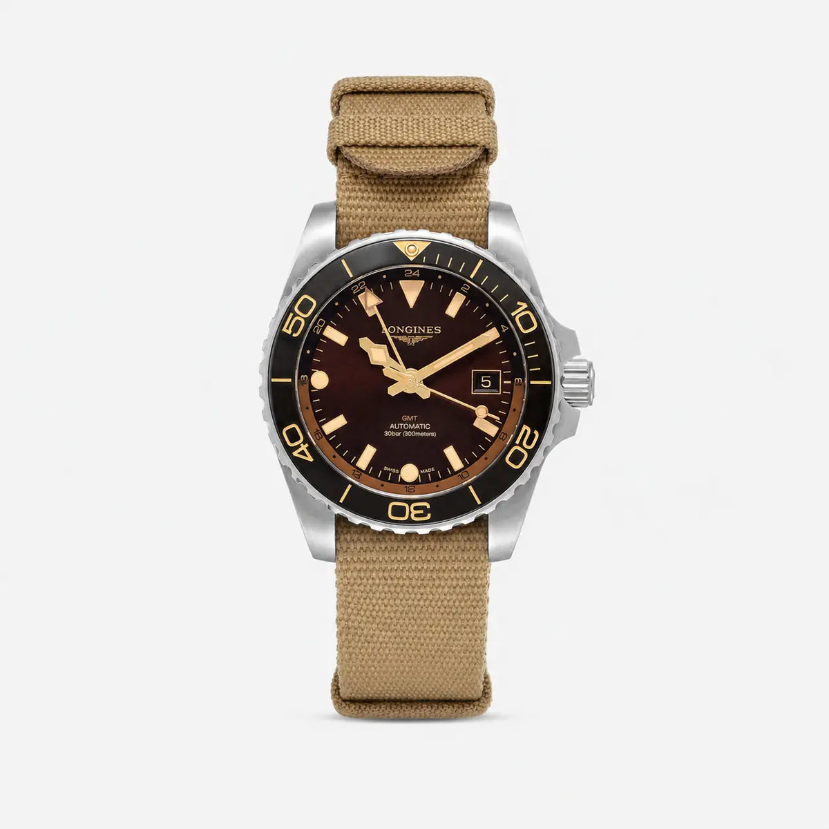 LONGINES GMT HydroConquest automatique 41 mm – cadran brun – montre homme
