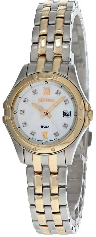 SEIKO 27 mm – cadran blanc nacre – montre femme