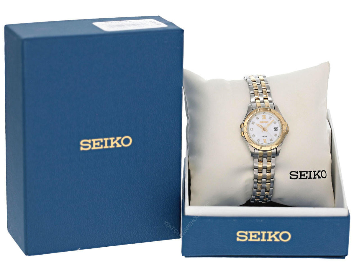 SEIKO 27 mm – cadran blanc nacre – montre femme